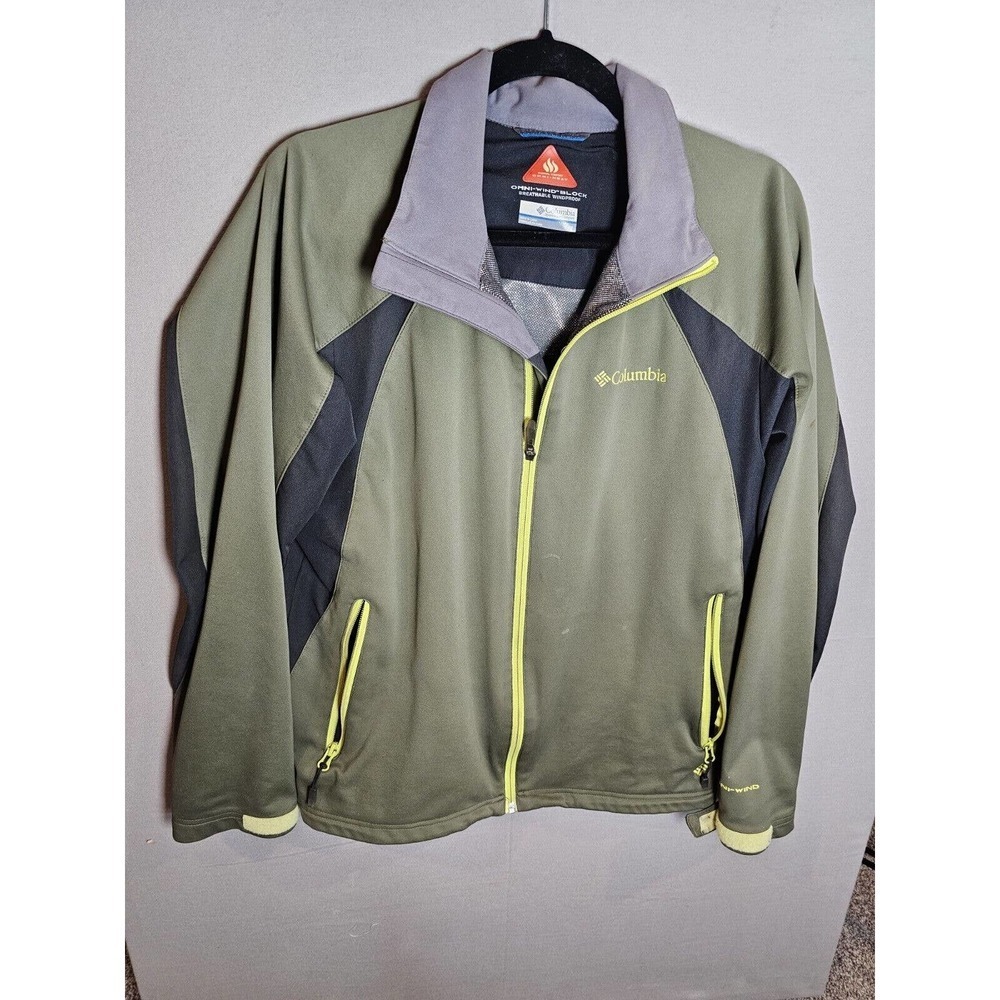 Columbia Omni Wind Block Omni Heat Jacket Men’s Medium green black lime thermal